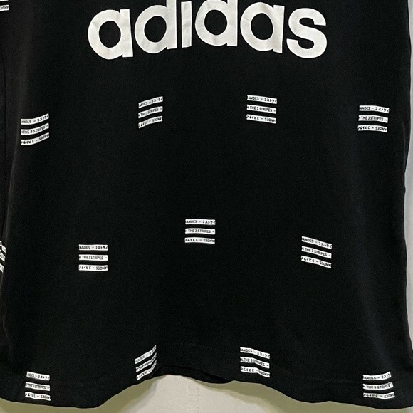 Adidas Big Logo Shirt Adult M Spell Out Black All Over Japanese 3 Stripe Mens - Picture 6 of 8